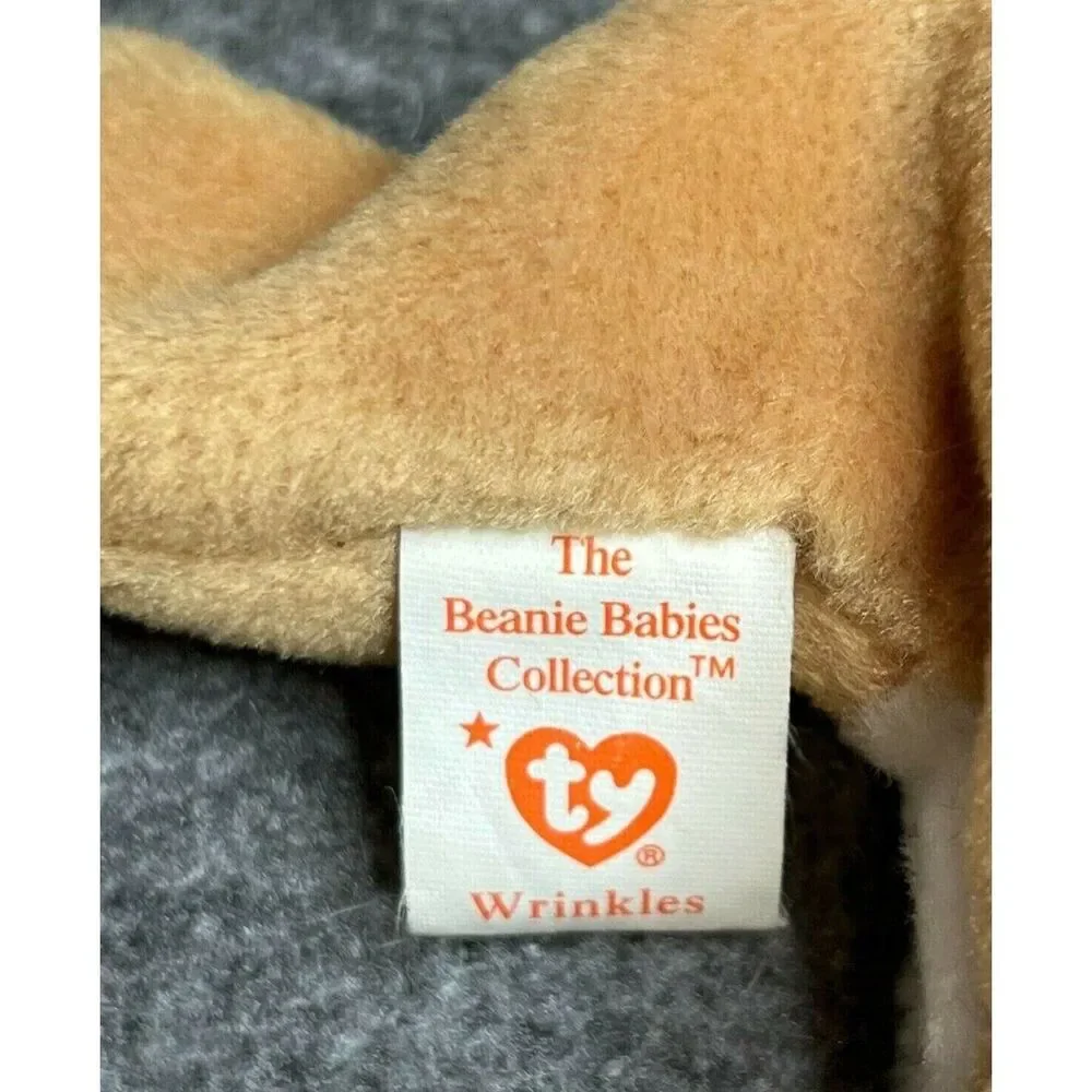 Wrinkles Dog, 1st Edition, Retired, PVC Pellets, Hard to Find Beanie Babies